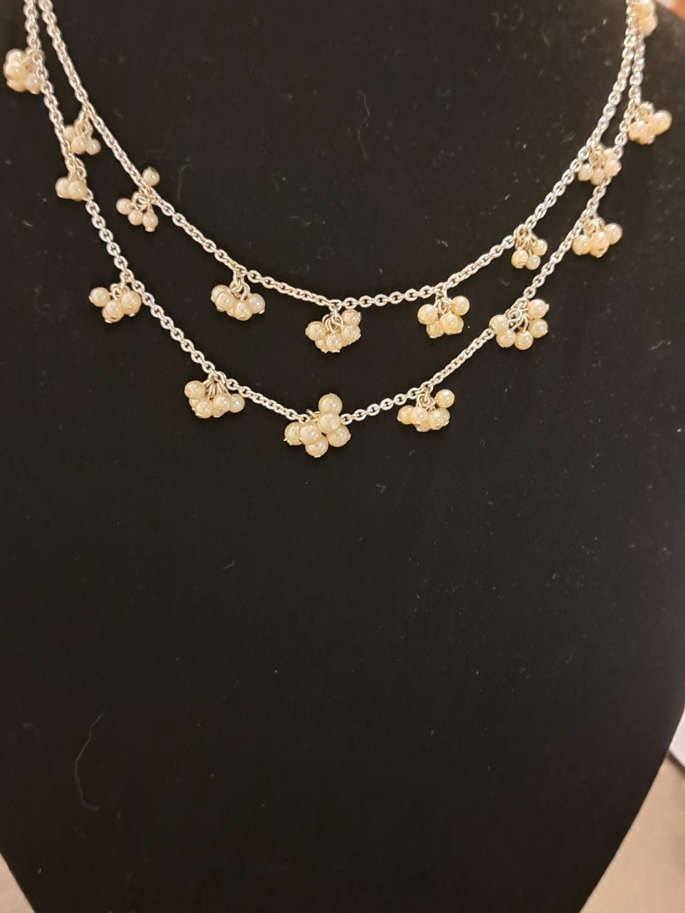 Delicate Pearl Cluster Layered Necklace - Cream